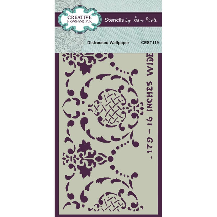 Creative Expressions 4"X8" Stencil: Distressed Wallpaper, By Sam Poole (CEST119)