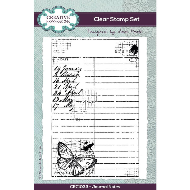 Creative Expressions 6"X4" Clear Stamp Set: Journal Notes, By Sam Poole (CEC1033)