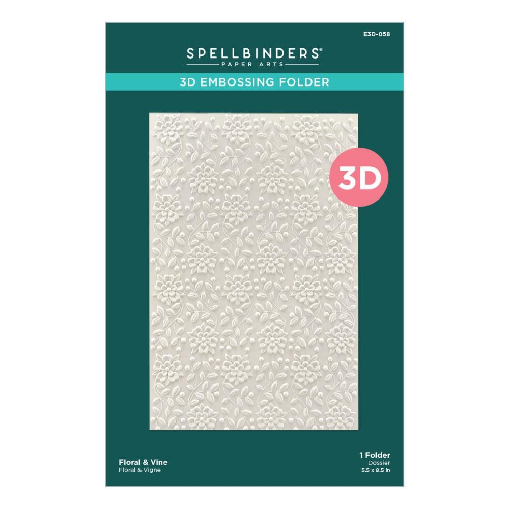 Spellbinders 5.5"X8.5" 3D Embossing Folder: Floral & Vine (E3D058)