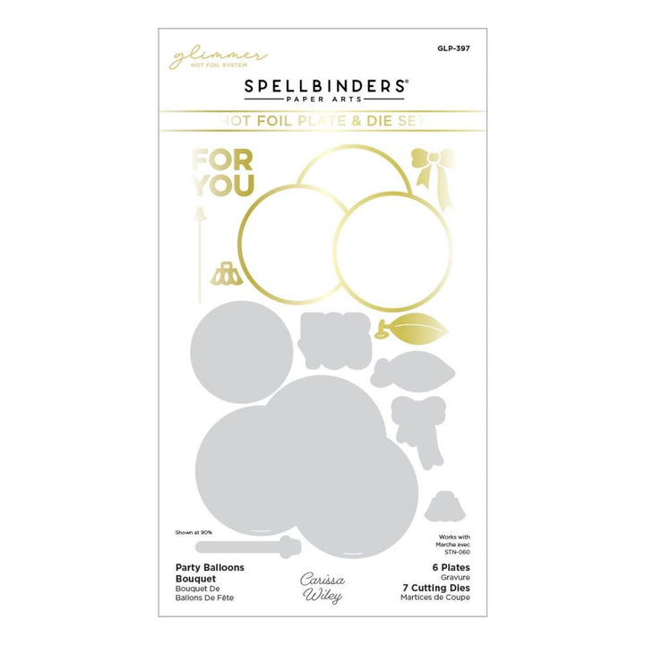 Spellbinders Glimmer Hot Foil Plate & Die Set: Party Balloons Bouquet (GLP397)