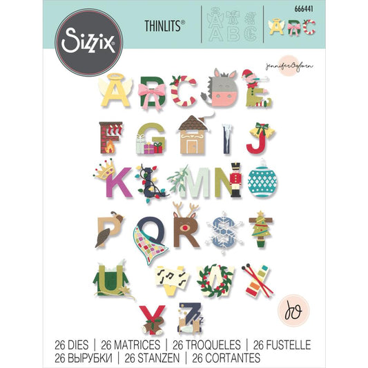 Sizzix Thinlits Dies: Christmas Alphabet, 26/Pkg, By Jennifer Ogborn (666441)