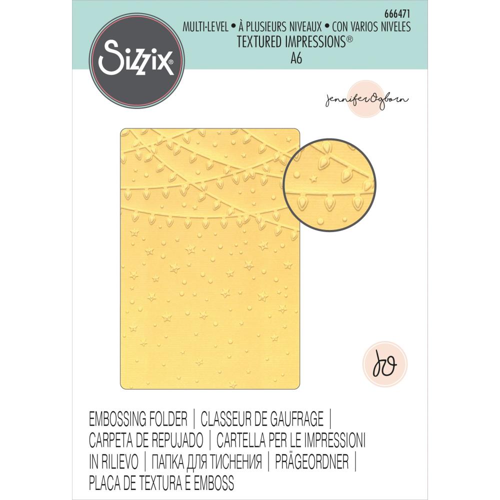 Sizzix Multi-Level Textured Impressions Embossing Folder: Stars & Lights, By Jennifer Ogborn (666471)