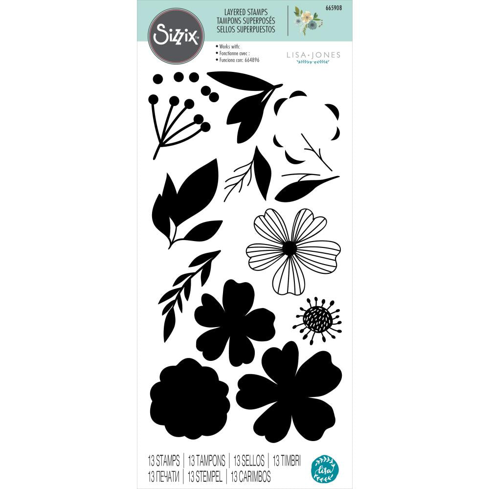 Sizzix Layered Clear Stamps: Blossoms, By Lisa Jones (665908)