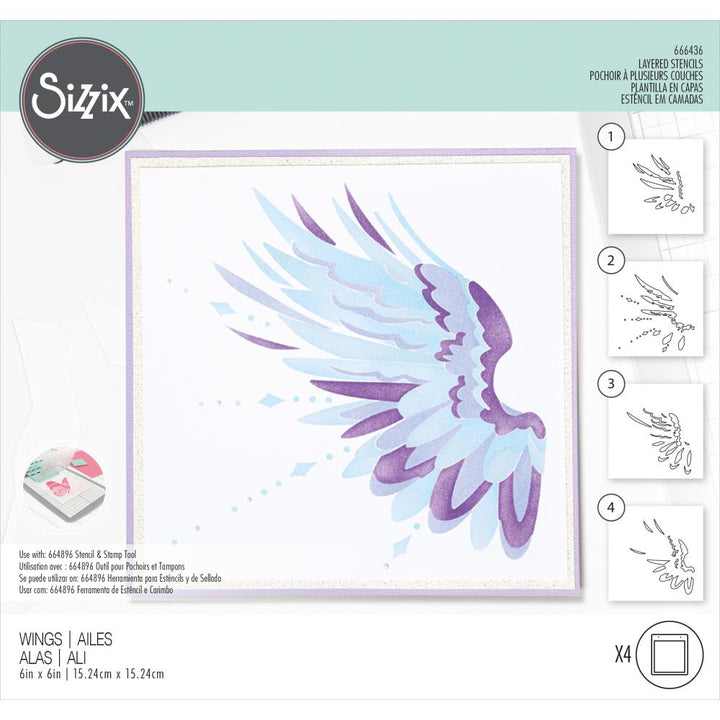 Sizzix Making Tool 6"X6" Layered Stencil: Wings, By Olivia Rose (666436)