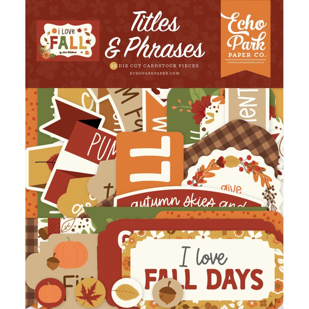 Echo Park I Love Fall Cardstock Ephemera: Tiles & Phrases (FA225032)