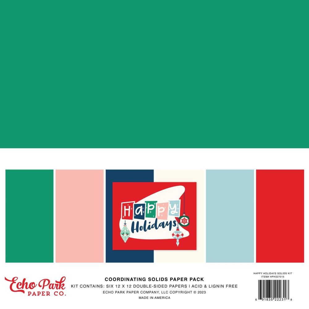 Echo Park Happy Holidays 12"X12" Solids Collection Kit (PH327015)