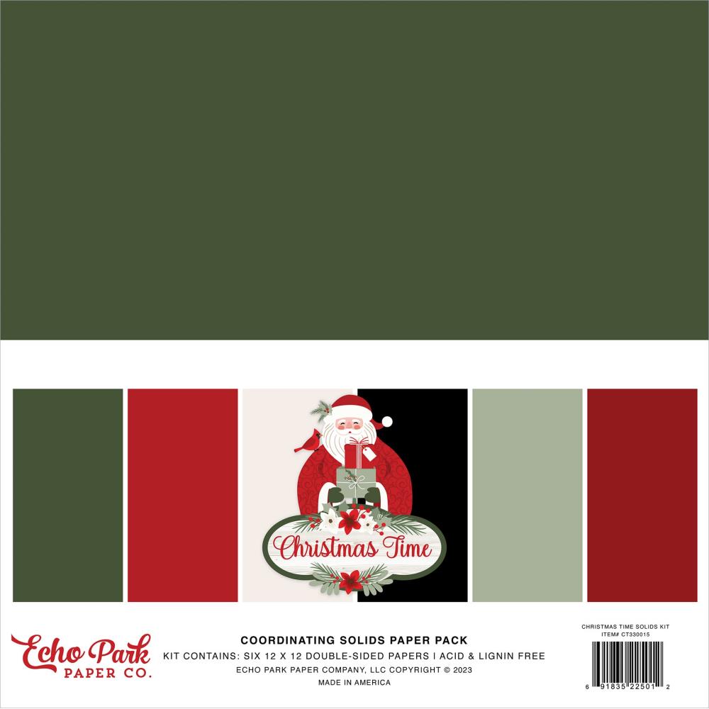 Echo Park Christmas Time 12"X12" Solids Collection Kit (CT330015)