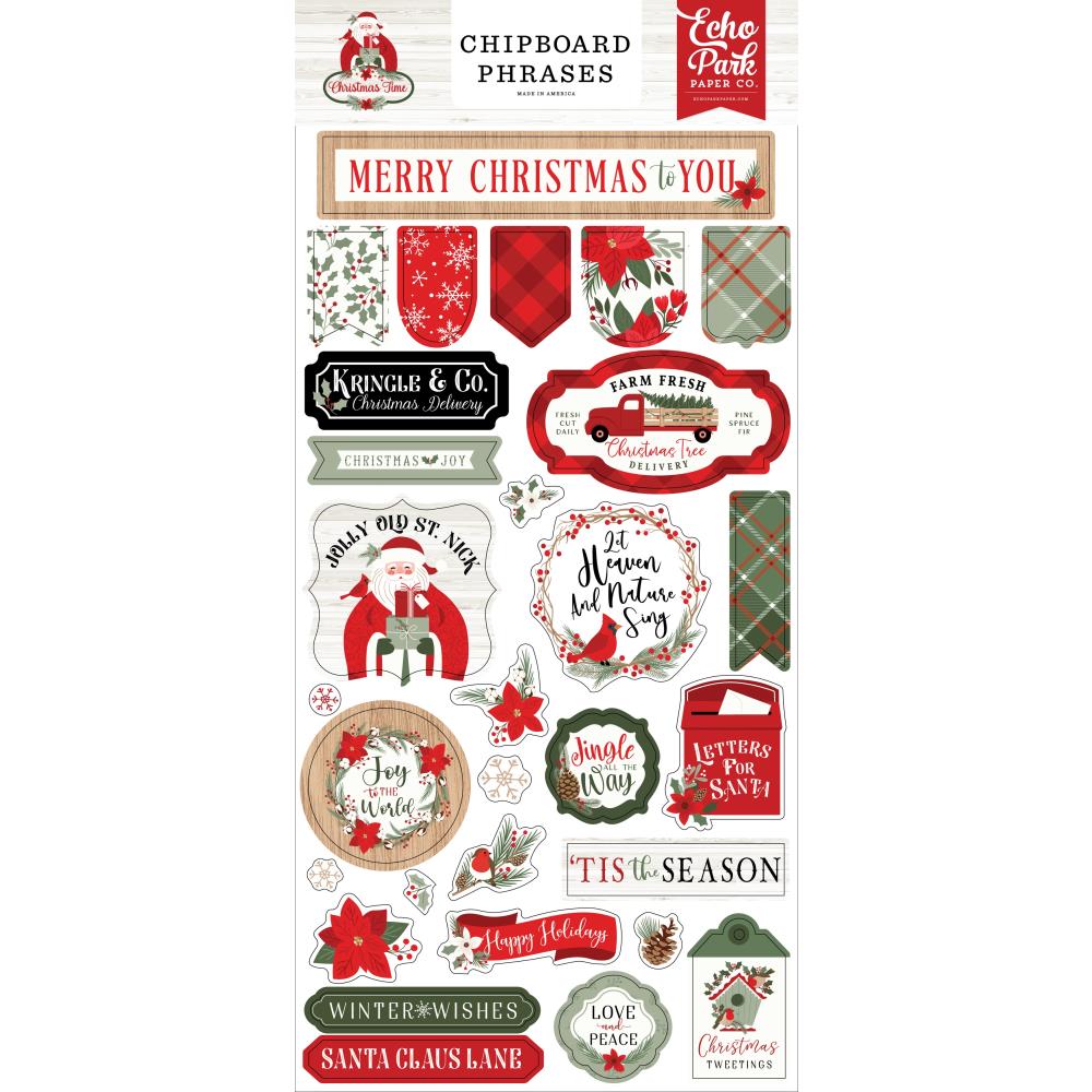 Echo Park Christmas Time 6"X13" Chipboard: Phrases (CT330022)