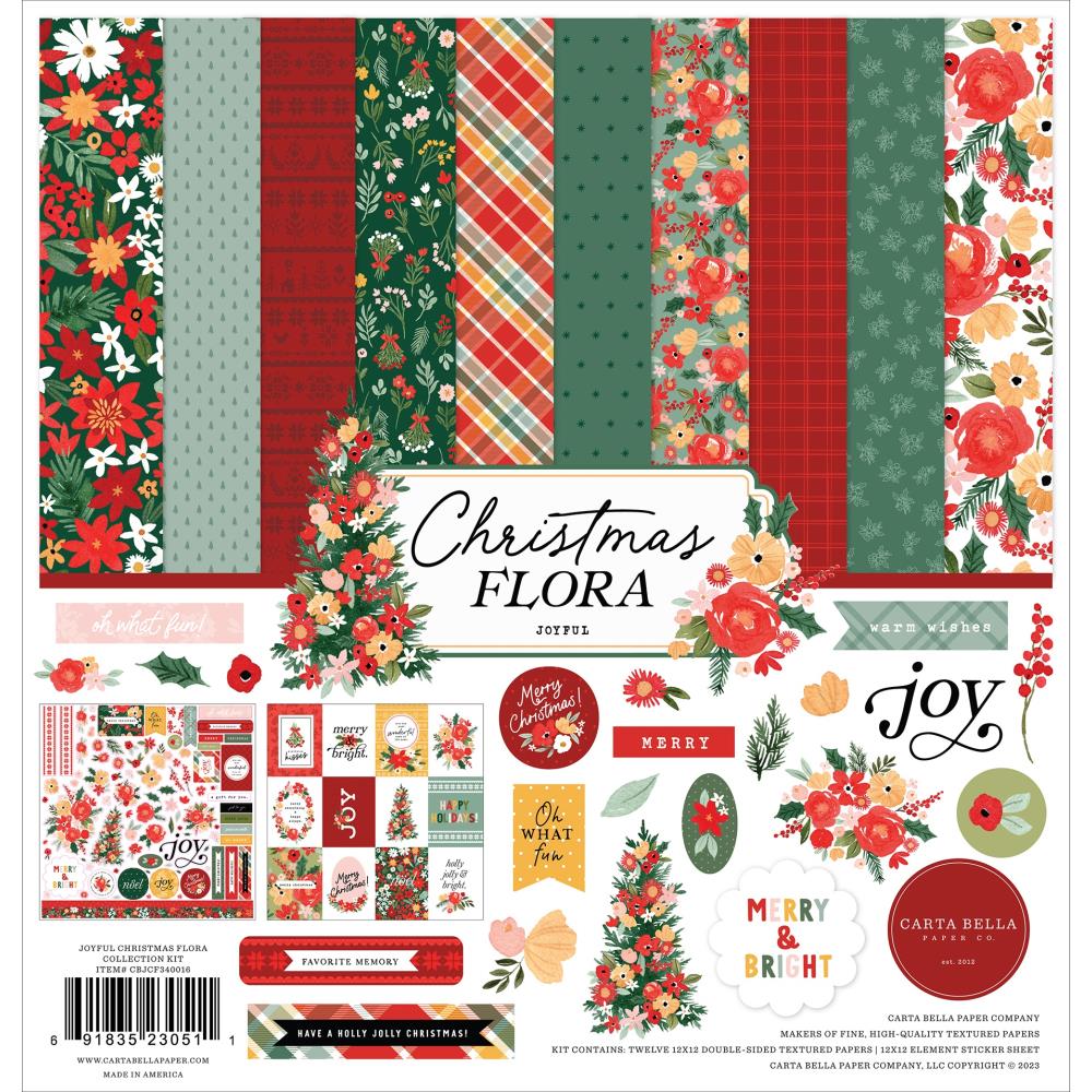 Carta Bella Christmas Flora 12"X12" Collection Kit: Joyful (CF340016)