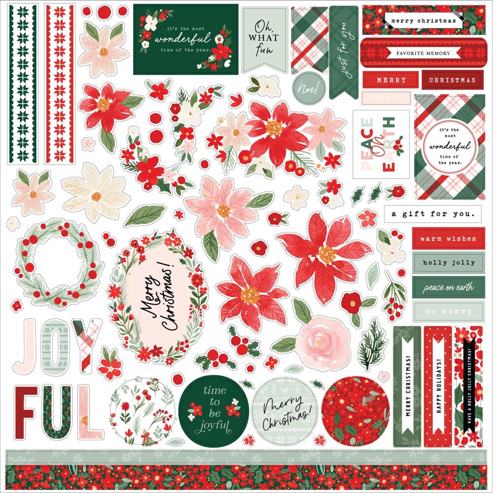 Carta Bella Christmas Flora 12"X12" Elements Cardstock Stickers: Peaceful  (CF341014)