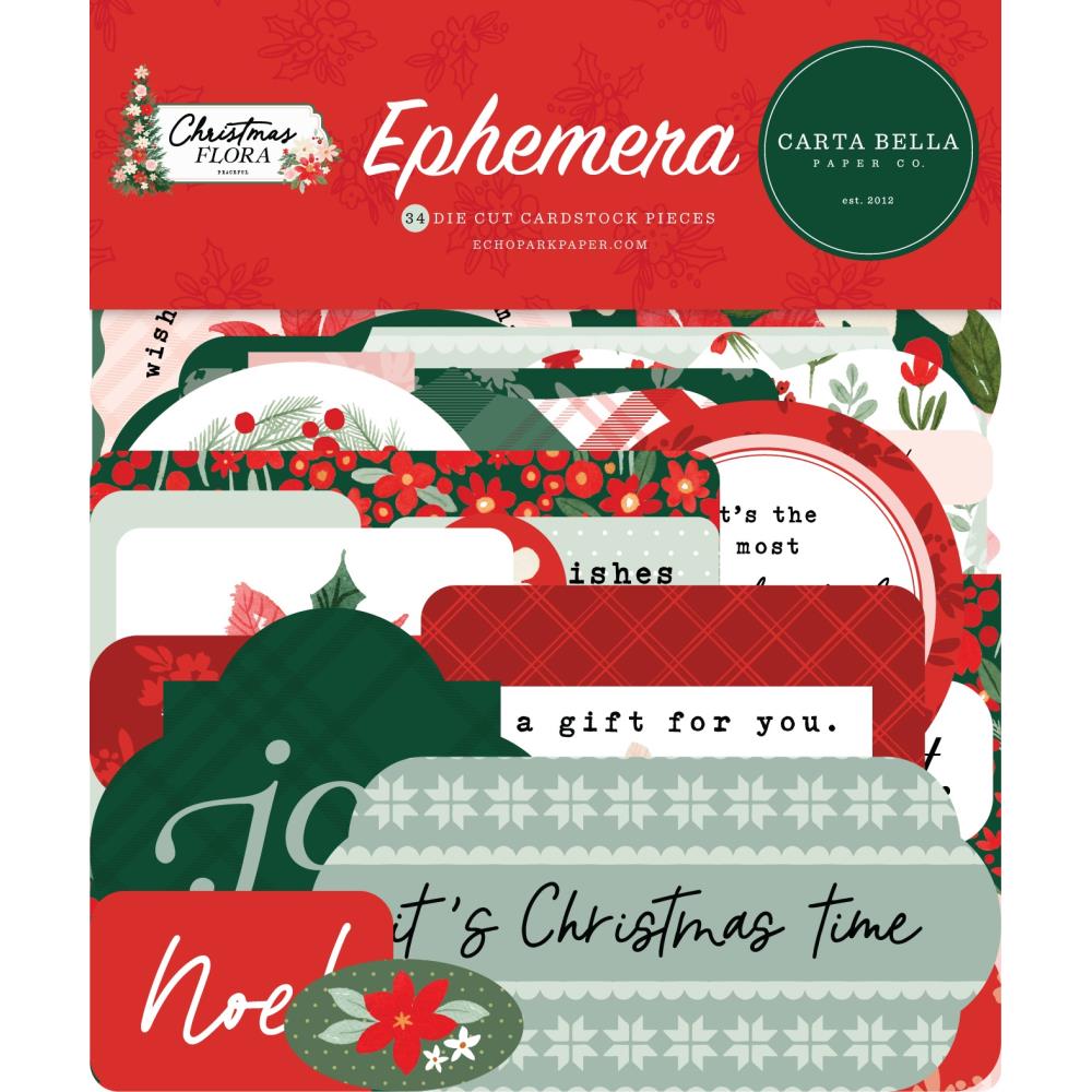 Carta Bella Christmas Flora Cardstock Ephemera: Peaceful  (CF341024)