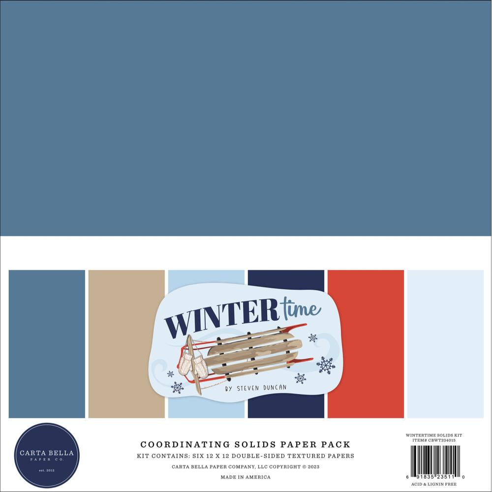 Carta Bella Wintertime 12"X12" Solids Collection Kit (WT334015)