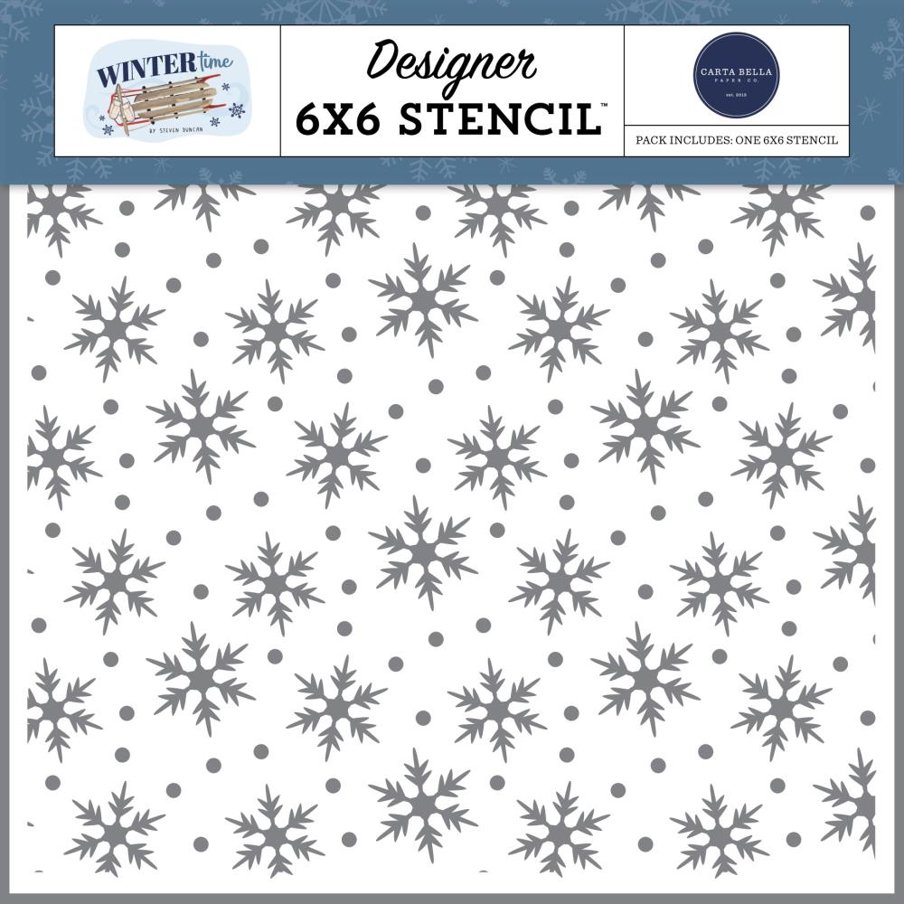 Carta Bella Wintertime 6"X6" Stencil: Bundle Up Snow (WT334033)