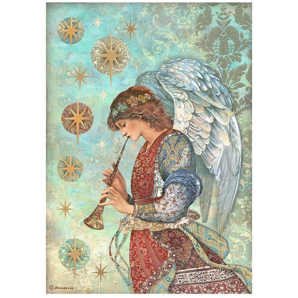 Stamperia Christmas Greetings A4 Rice Paper Sheet: Angel (DFSA4791)