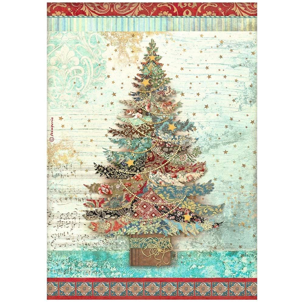 Stamperia Christmas Greetings A4 Rice Paper Sheet: Tree (DFSA4792)