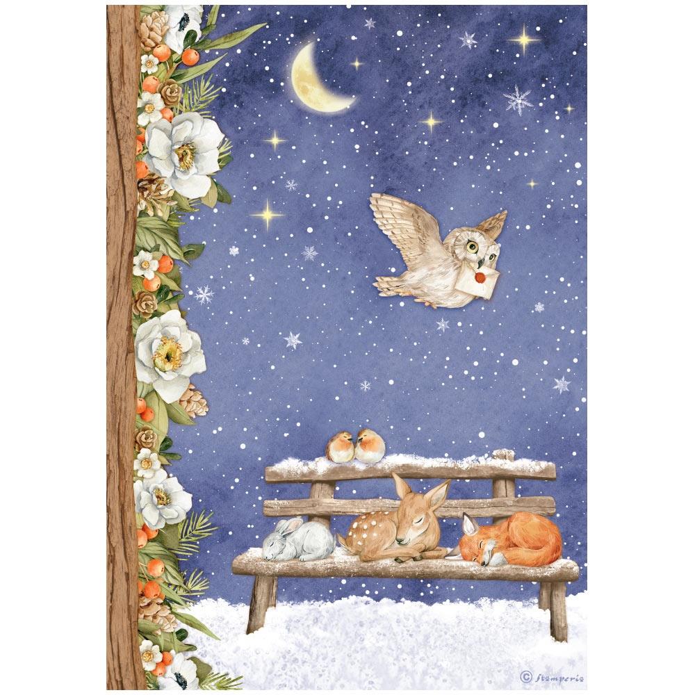 Stamperia Winter Valley A4 Rice Paper Sheet: Sweet Night (DFSA4800)