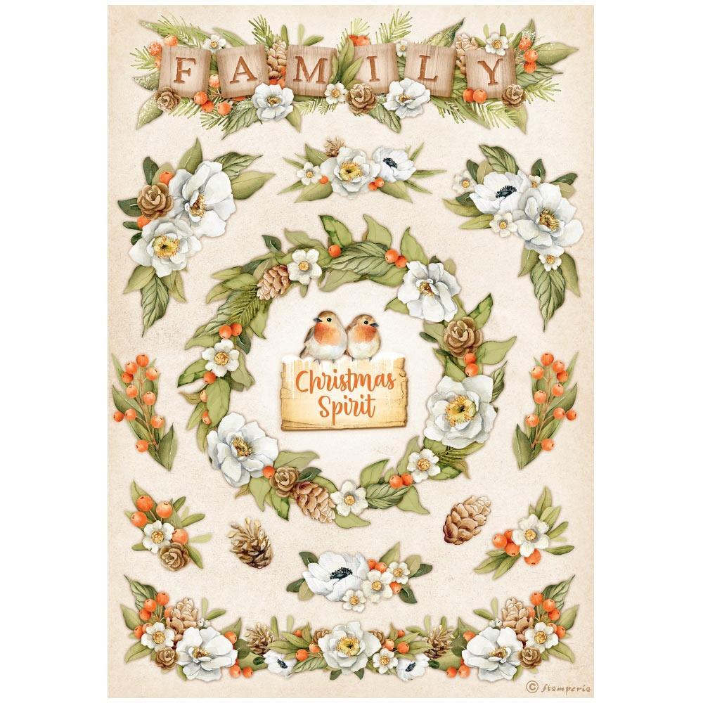 Stamperia Winter Valley A4 Rice Paper Sheet: Family Garlands (DFSA4801)