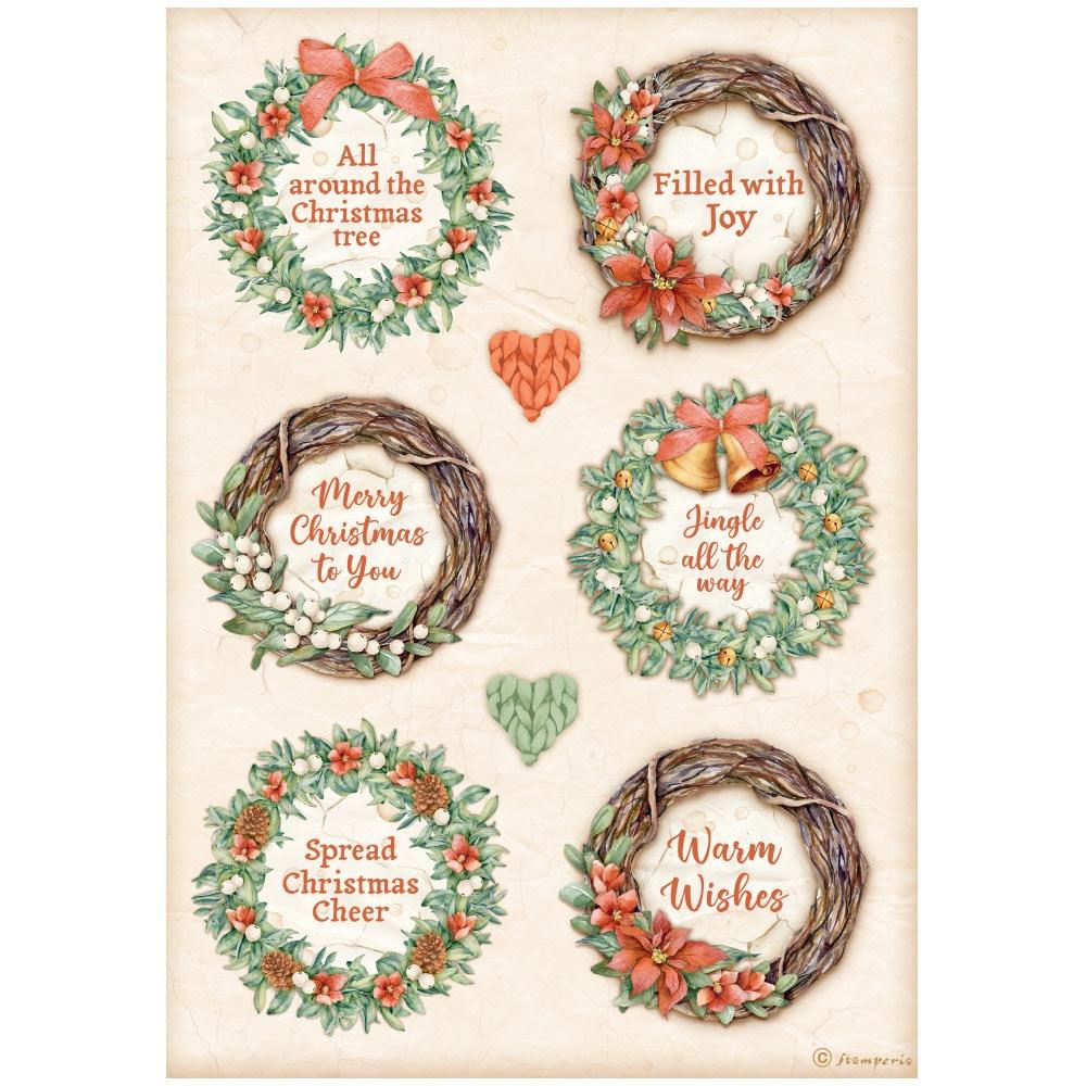 Stamperia All Around Christmas A4 Rice Paper Sheet: 6 Garlands (DFSA4805)
