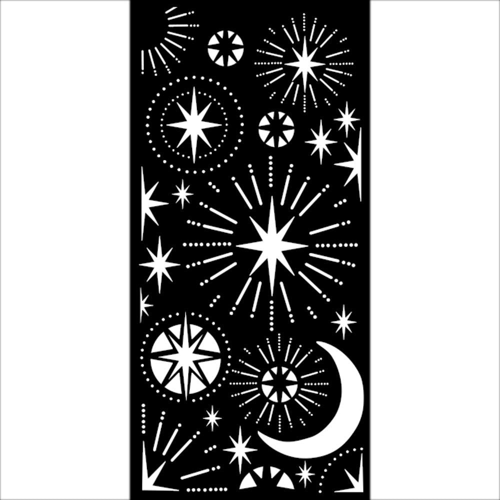 Stamperia 4.72"X9.84" Stencil: Christmas Stars And Moon (KSTDL86)