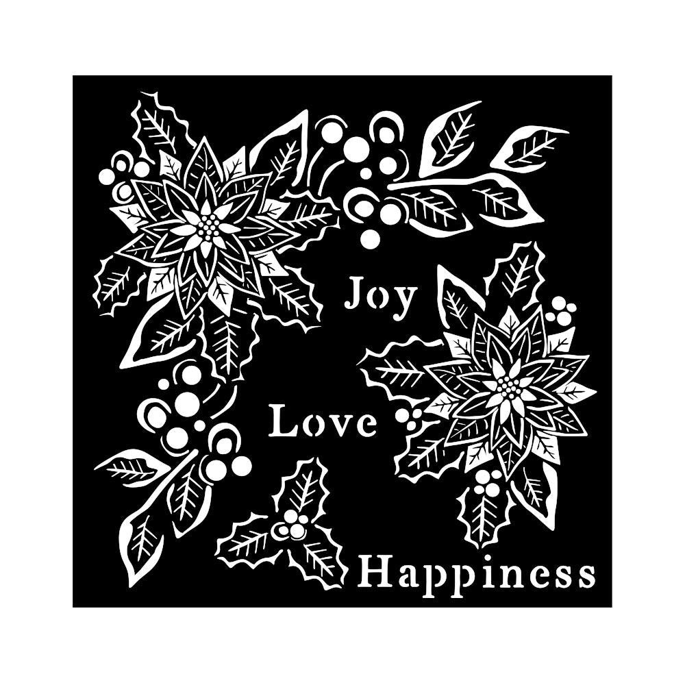 Stamperia 7"X7" Stencil: Christmas Joy, Love, Happiness (KSTDQ89)