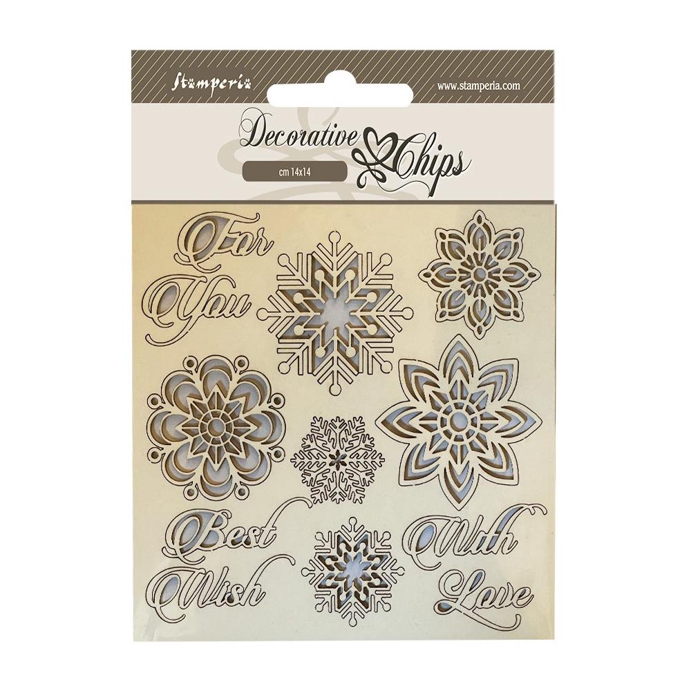 Stamperia 5.5"X5.5" Decorative Chips: Snowflakes (SCB174)