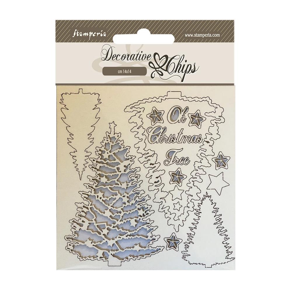 Stamperia 5.5"X5.5" Decorative Chips: Christmas Tree (SCB178)
