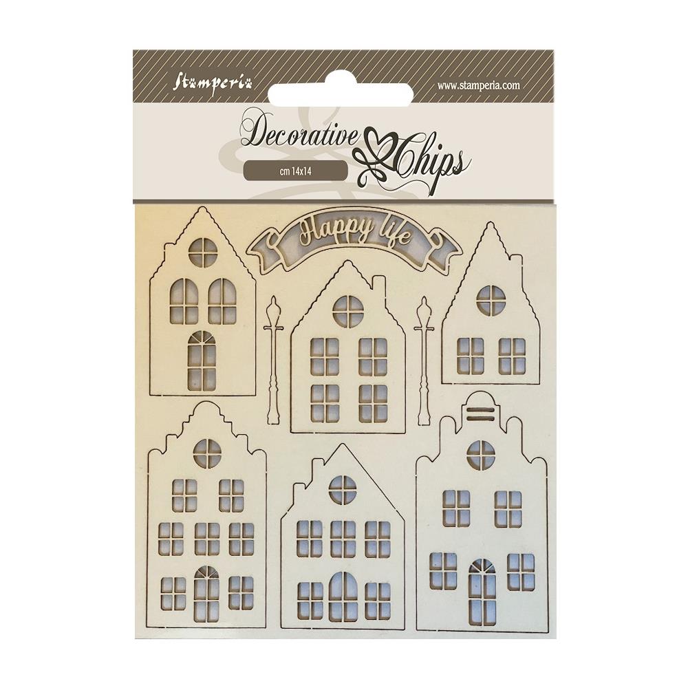 Stamperia 5.5"X5.5" Decorative Chips: Cozy House (SCB179)