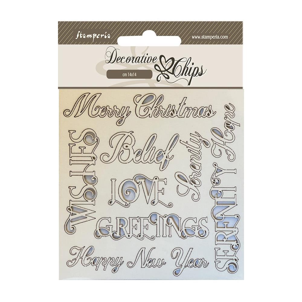 Stamperia 5.5"X5.5" Decorative Chips: Christmas Writings (SCB181)