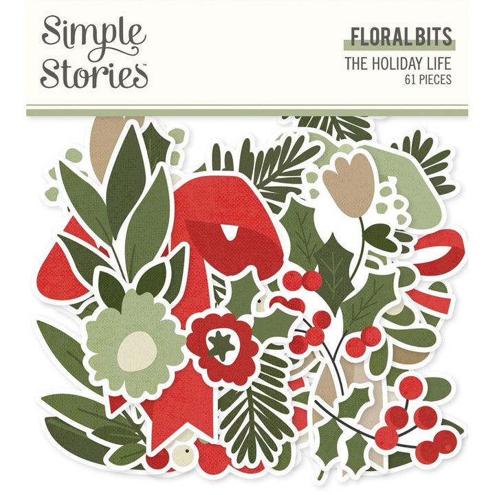 Simple Stories The Holiday Life Bits & Pieces Die-Cuts: Floral, 61/Pkg (THL20520)