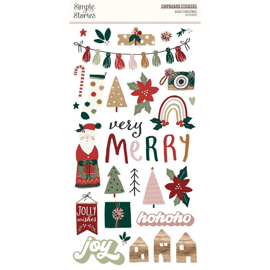 Simple Stories Boho Christmas 6"X12" Chipboard Stickers (BC20617)