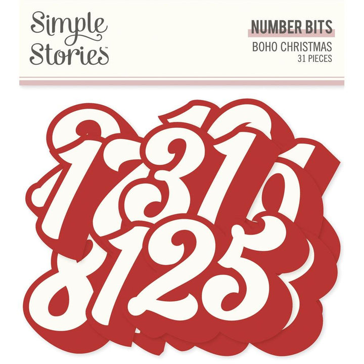 Simple Stories Boho Christmas Bits & Pieces Die-Cuts: Number, 31/Pkg (BC20620)