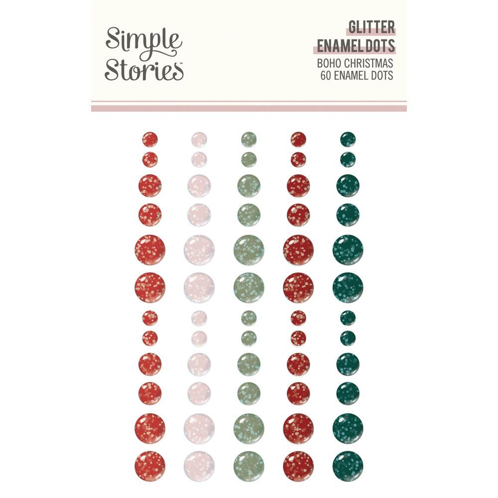Simple Stories Boho Christmas Glitter Enamel Dots Embellishments (BC20627)