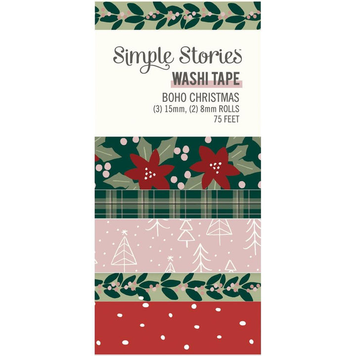 Simple Stories Boho Christmas Washi Tape, 5/Pkg (BC20628)