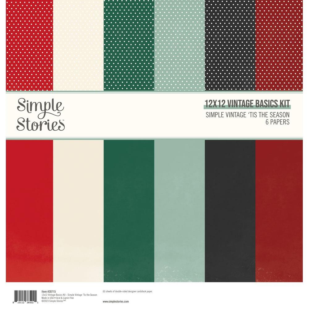 Simple Stories Simple Vintage 'Tis The Season 12"X12" Basics Double-Sided Paper Pack, 6/Pkg (SVS20715)