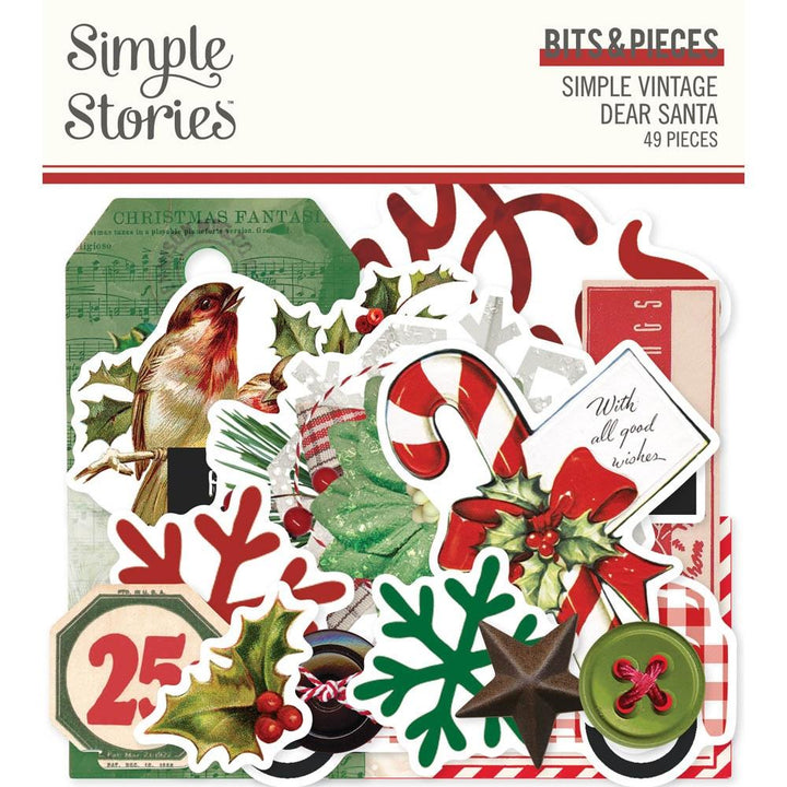 Simple Stories Simple Vintage Dear Santa Bits & Pieces Die-Cuts, 49/Pkg (SVD20822)