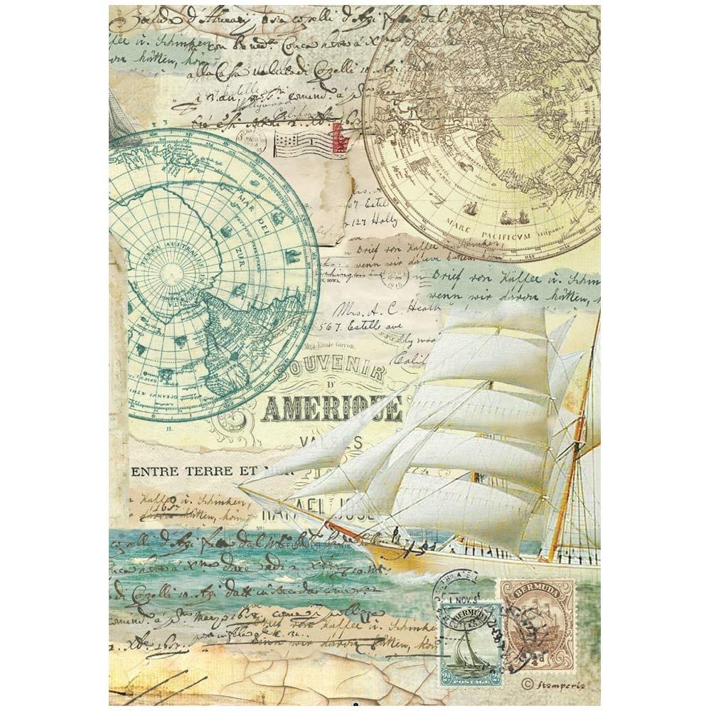 Stamperia Around The World A4 Rice Paper Sheet: Sailing Ship (DFSA4773)