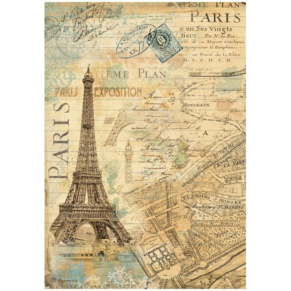 Stamperia Around The World A4 Rice Paper Sheet: Paris (DFSA4775)