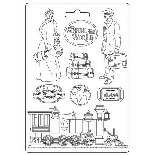 Stamperia Around The World A5 Soft Maxi Mould: Train (3PTA5652)