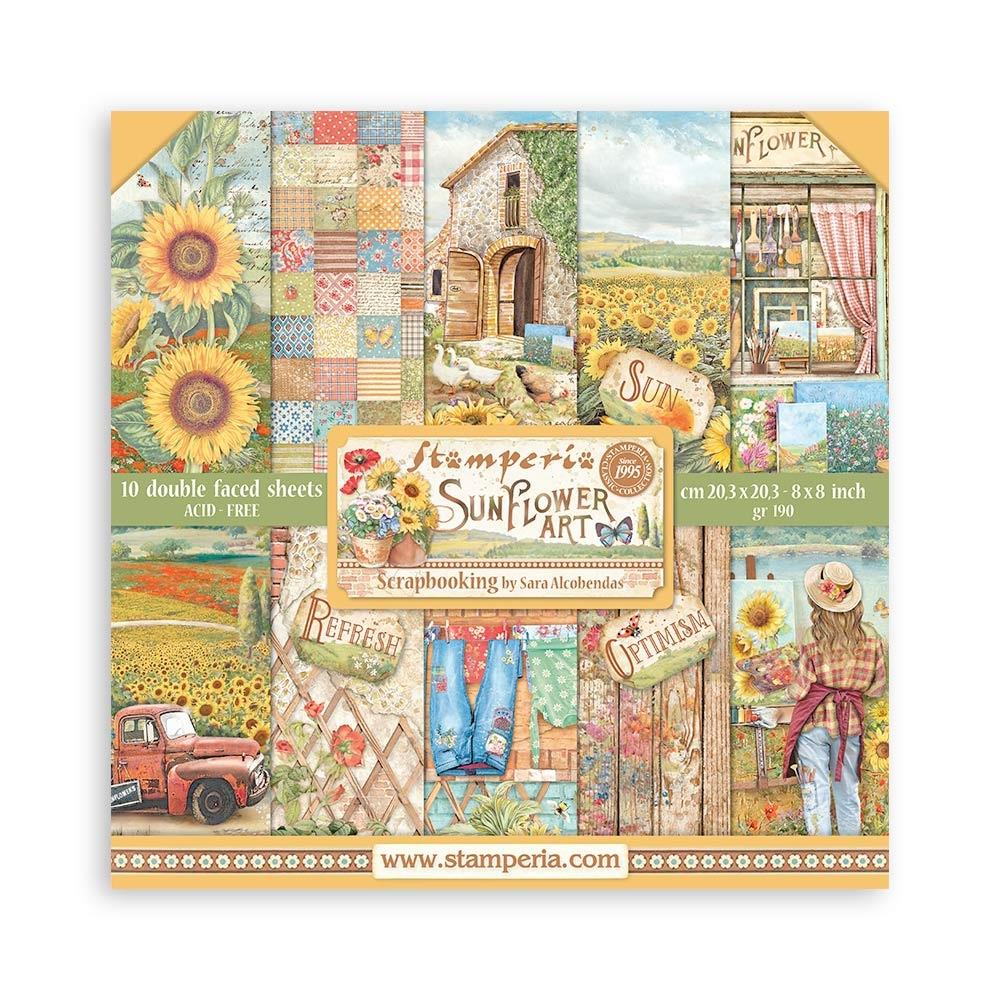 Stamperia Sunflower Art 8"X8" Double-Sided Paper Pad, 10/Pkg (SBBS83)
