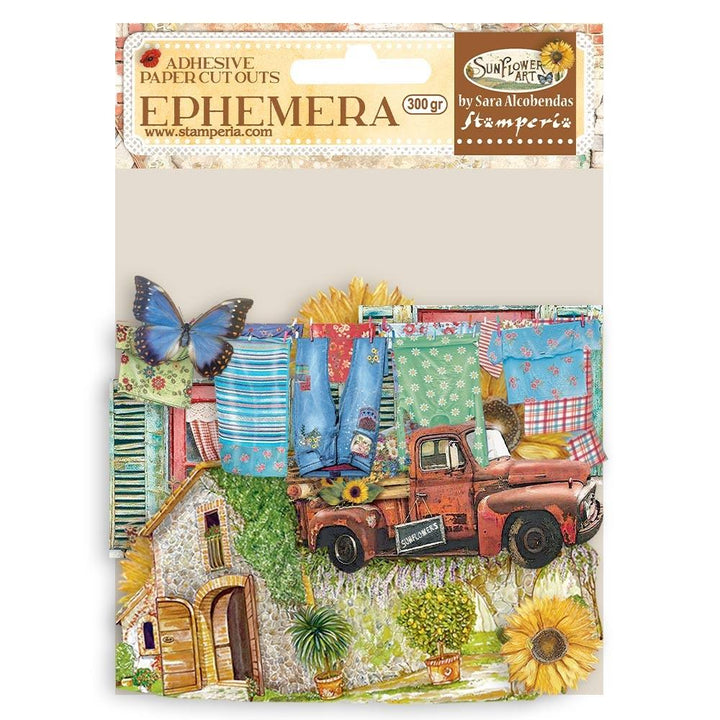 Stamperia Sunflower Art Cardstock Ephemera Paper Cut Outs: Elements And Sunflowers (DFLCT20)