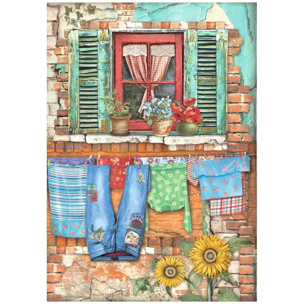 Stamperia Sunflower Art A4 Rice Paper Sheet: Window (DFSA4768)