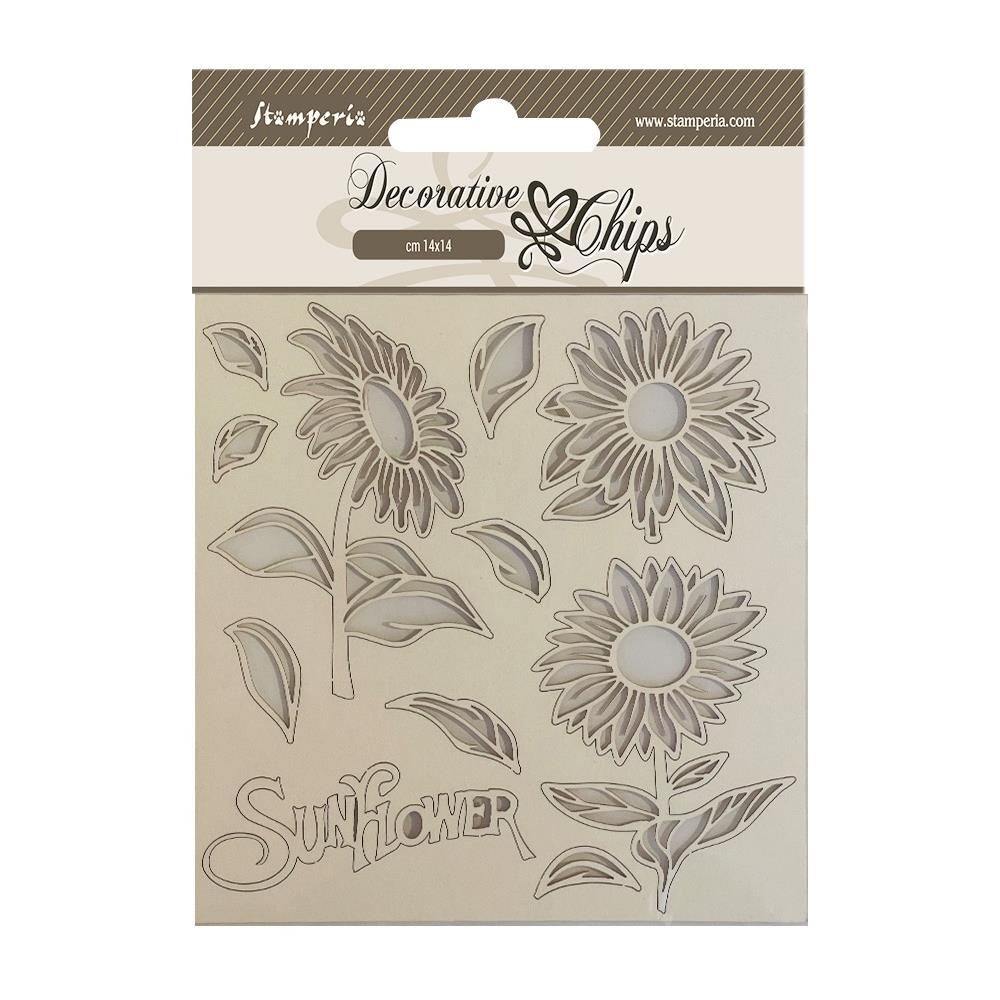 Stamperia Sunflower Art 5.5"X5.5" Decorative Chips (SCB169)