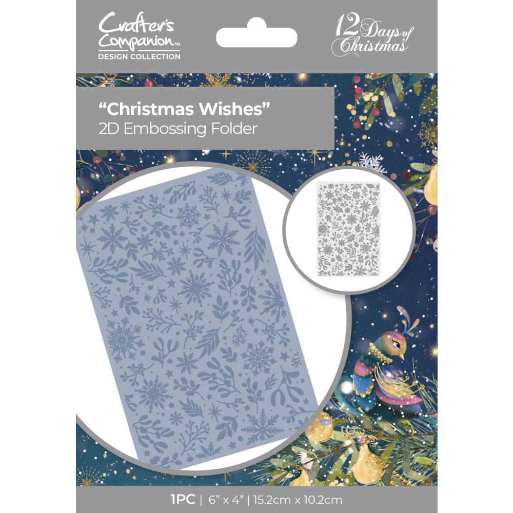Crafter's Companion Twelve Days Of Christmas 6"X4" 2D Embossing Folder: Christmas Wishes (CEF4CHWI)