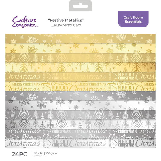 Crafter's Companion 12"X12" Luxury Mirror Card Pack: Festive Metallics (12FEMETA)