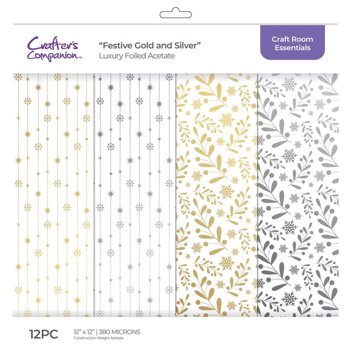 Crafter's Companion Luxury Foiled Acetate Pack: Festive Gold and Silver (LUXFFEGS)