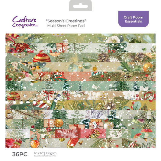 Crafter's Companion 12"X12" Double-Sided Paper Pad: Season's Greetings
 (AD12SEGR)