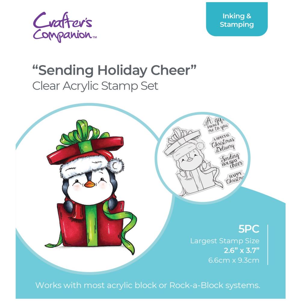 Crafter's Companion 4"X4" Acrylic Clear Stamp: Sending Holiday Cheer (CSTCASHC)