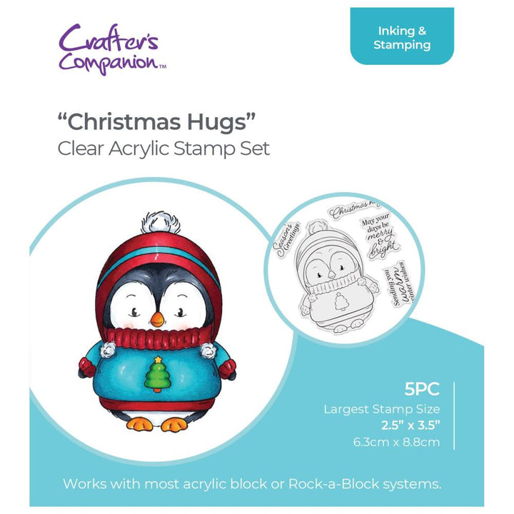 Crafter's Companion 4"X4" Acrylic Clear Stamp: Christmas Hugs (STCACHUG)