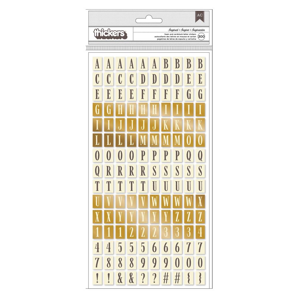 Crate Paper Moonlight Magic Thickers Stickers: Inspired - Alpha - Gold Foil, 300/Pkg (CPMM2036)