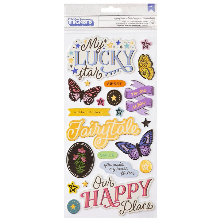 Crate Paper Moonlight Magic Thickers Stickers: Star Struck - Phrase - Gold Foil, 50/Pkg (CPMM2037)